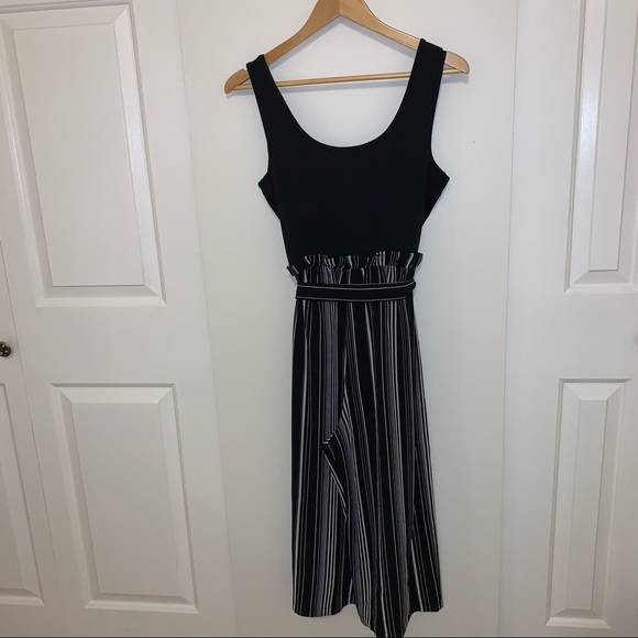 Suzy Shier Wide Leg Paper Bag Waist Cropped Romper - Picture 2 of 4